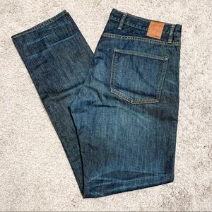 Gap 1969 Jeans Mens Size 28 x 30 Slim Straight Fit Denim Whiskered Faded Blue